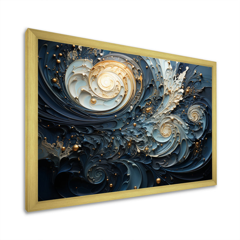 Quartis spirales célestes III sur toile, Encadrement doré, H 24 po x l 32 po x P 1 po
