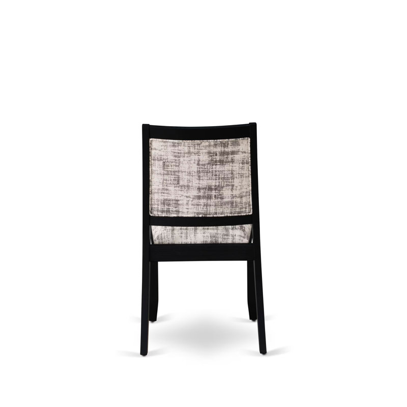 L'ensemble de salle à manger 5 pièces comprend une table de cuisine ronde avec plateau de table noir brossé et 4 chaises empilables en tissu de polyester, noir brossé