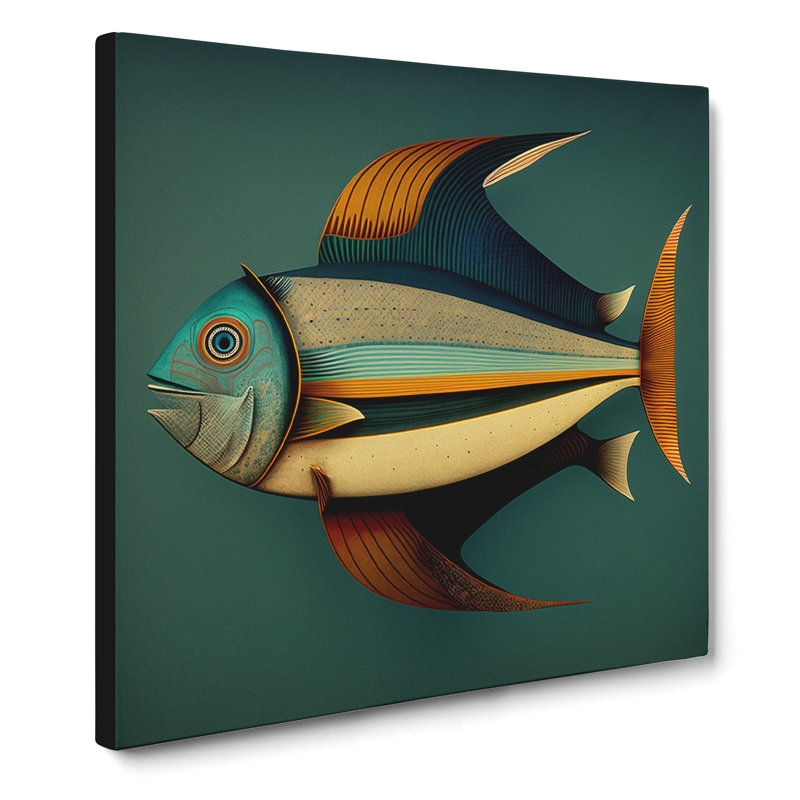 Fish Mid-Century - Wrapped Canvas