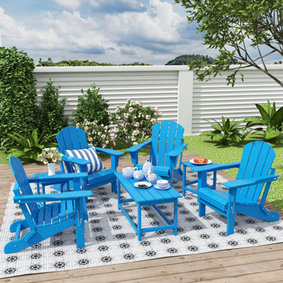 Laguna 7-Piece Foldable Outdoor Adirondack Chair with Table