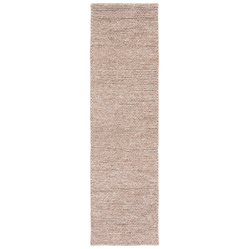 Tapis brun fait à la main Elle, Tapis de couloir 2 pi 3 po x 16 pi