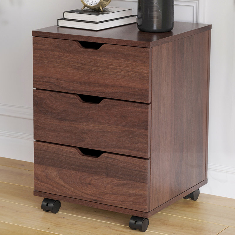 Armoire de bureau 3 tiroirs avec tiroirs, Brun