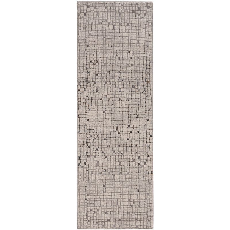 Tapis ivoire / gris Sanket, Tapis de couloir 2 pi 2 po x 6 pi 11 po