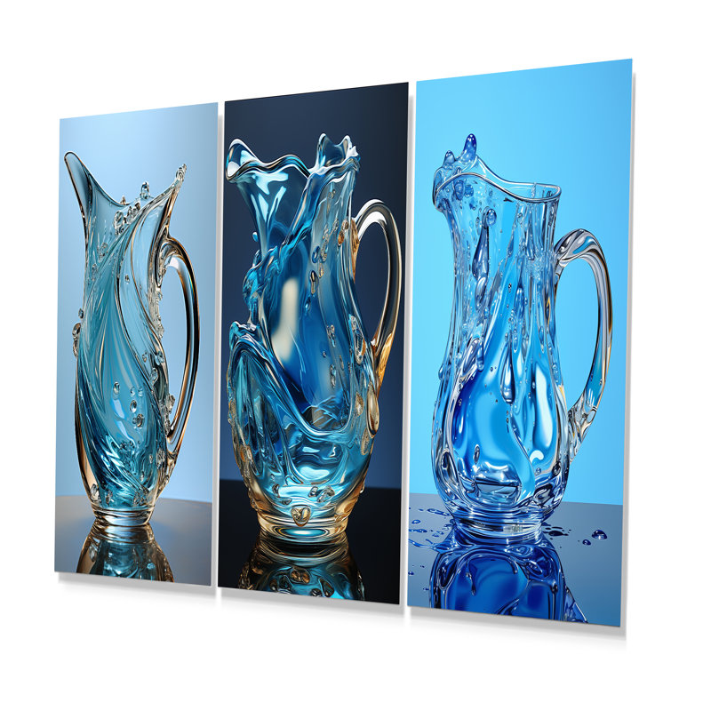 «Water Pitcher Perspectives» - ensemble de 3 reproductions d'art en métal, H 28 po x l 36 po