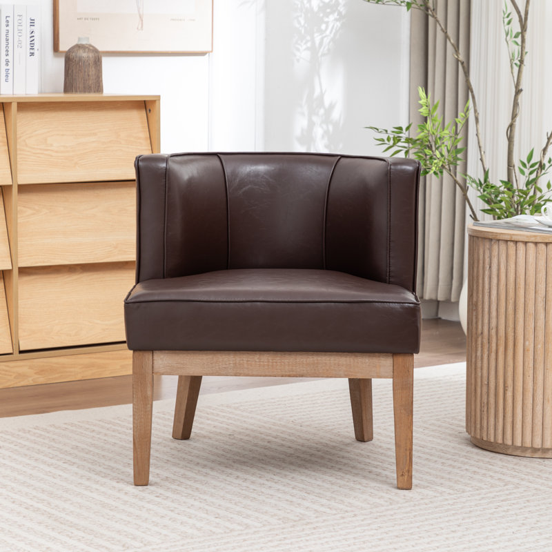 Karoll Upholstered Barrel Chair, Dark Coffee