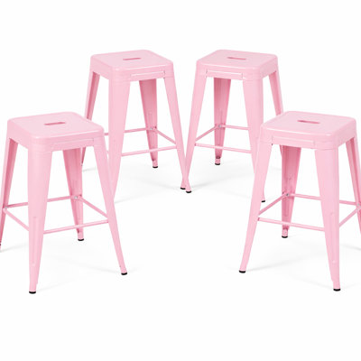 24 tabourets de bar en métal sans dossier de 24 pouces de hauteur, sans comptoir, de 4, installation rapide pour îlot de cuisine, bar, - rouille et eau