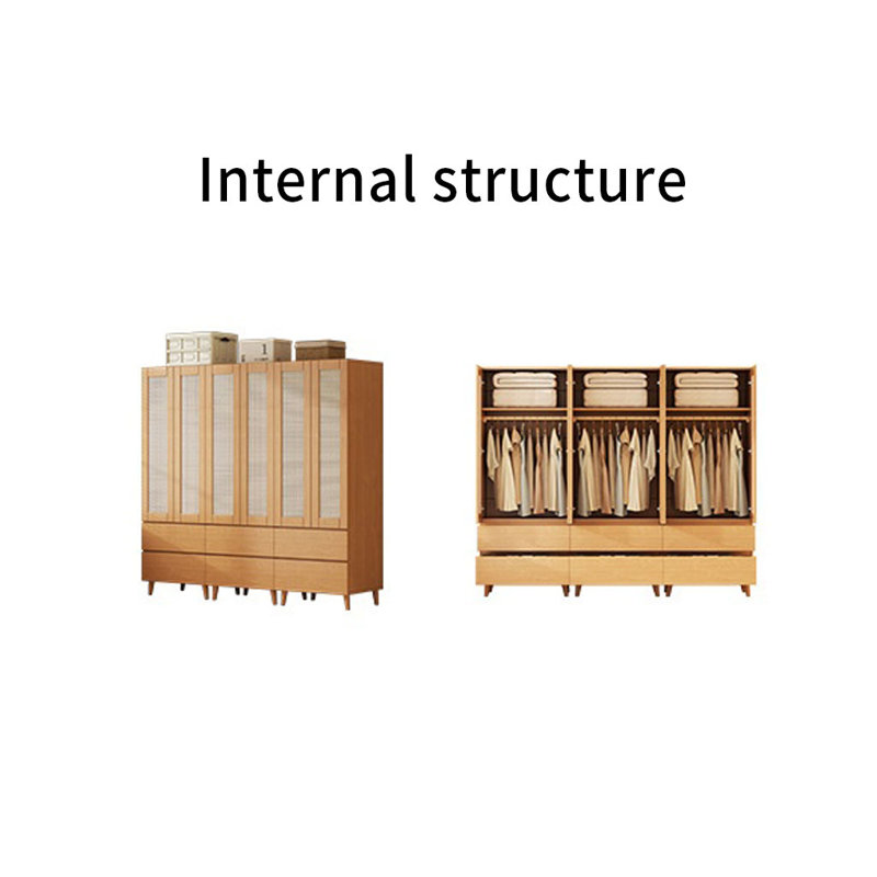 Rattan And Solid Wood Wardrobe