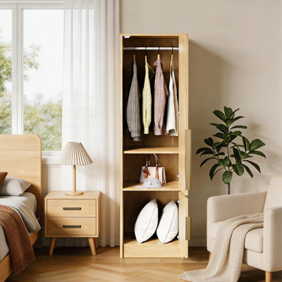 Armoire penderie avec miroir et tablettes de rangement