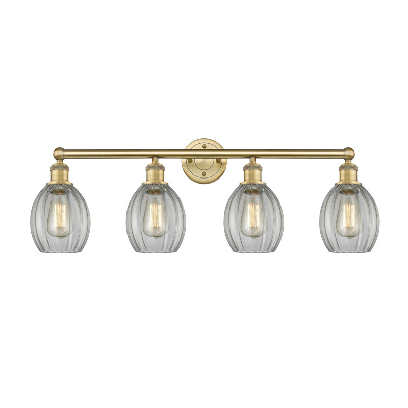 Éclairage pour meuble-lavabo 4 lumières 32,5 pouces Bolduc, Transparent, Laiton brossé