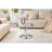 27.5-Inch Diameter Round Tempered Glass Coffee Table. 17.7 Inches High, Supported By A Silver Metal Base, With A Light Luxury Edge.-129016760