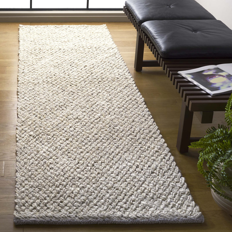 Tapis uni en jute et coton Jeyline, Tapis de couloir 2 pi 3 po x 8 pi