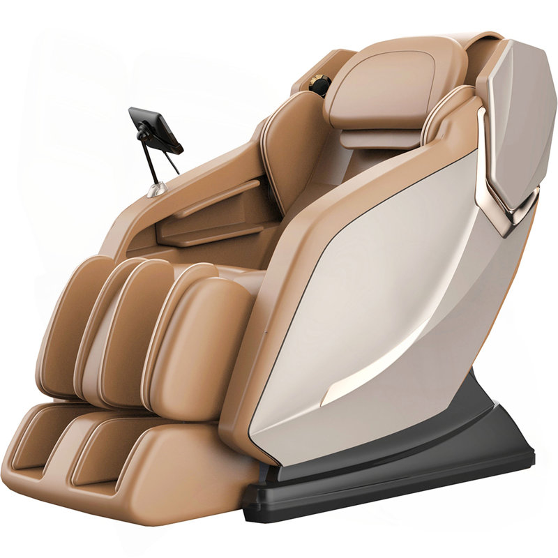 Fauteuil inclinable L-Track avec fauteuil gonflable et massage à plein corps avec écran LCD, Brun
