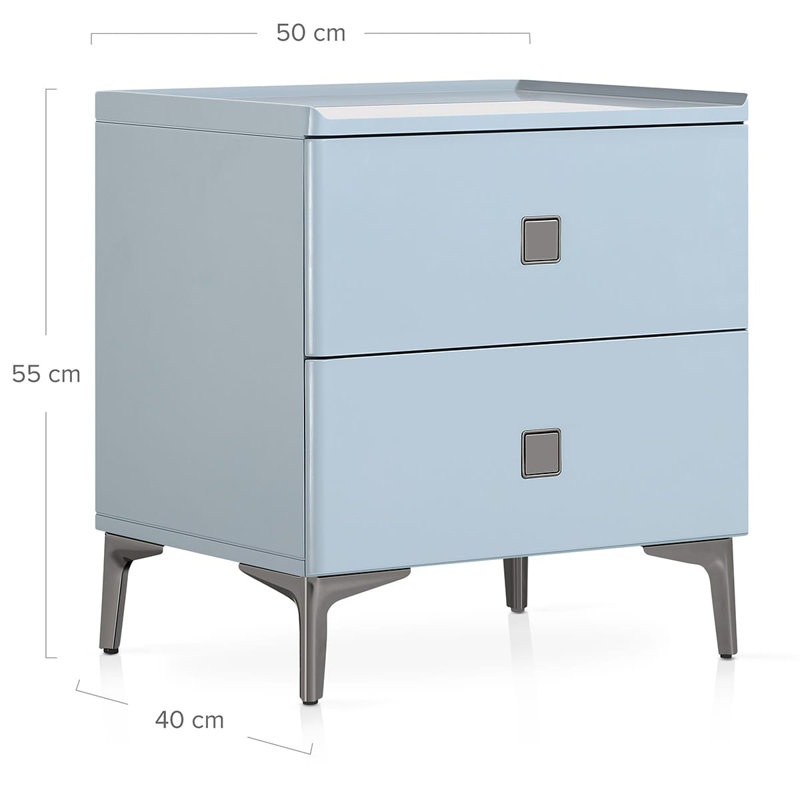 47.5cm W Metal Bedside Table, Blue