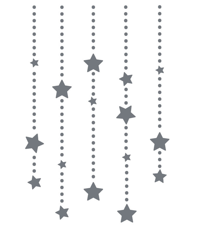 Décalcomanie murale étoile éléments suspendus, H 45 po x l 30 po x P 0,01 po, Gris orage