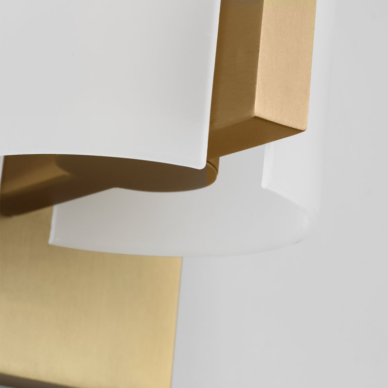 Satin Brass and Etched Glass Small Wall Sconce