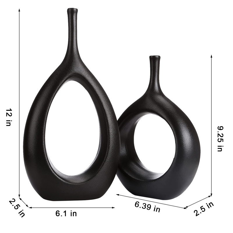 Dinges Handmade Ceramic / Porcelain Table Vase, Black