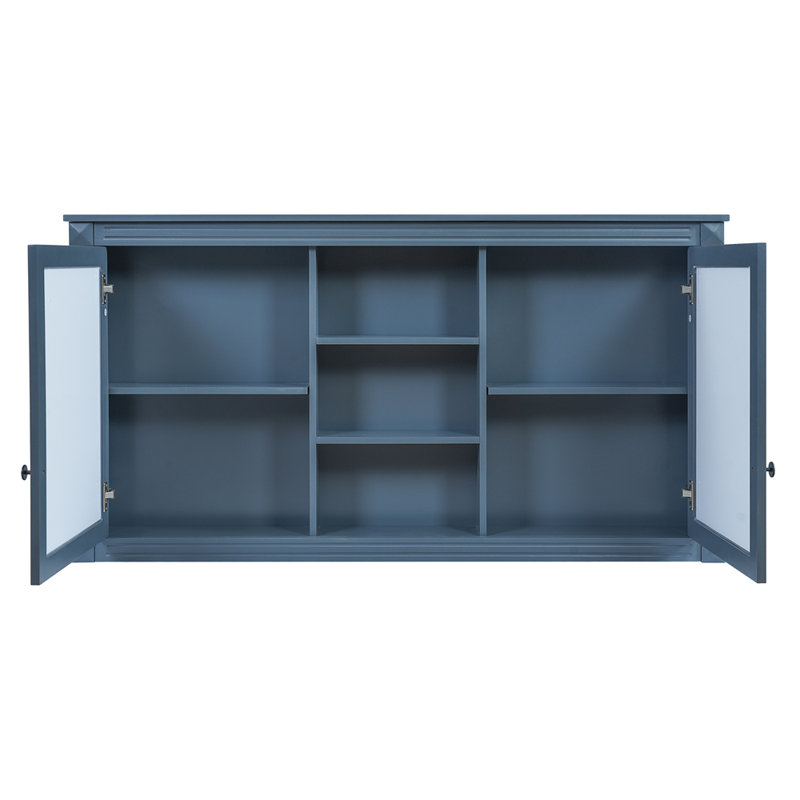 Armoire à miroir 55 pouces 2-en-1 murale avec tablettes réglables, Bleu