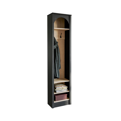 Carrizales 76" Tall Arched Entryway Coat Rack in Black Oak with Natural Oak Interior, Hall Tree with 2 Adjustable Shelves, Modern Furnit by Latitude Run