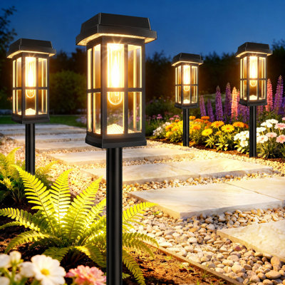 Solar Pathway Lights Outdoor, 4 Pack Upgraded Solar Garden Lights Outdoor Waterproof, Bright Solar Outdoor Landscape Path Lights, Auto On/off Outdoor Solar Lights For Yard Driveway Lawn Walkway