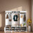 Hall Tree With Bench And Storage Cabinets, Entryway Organizer With Hooks, Seating, And Anti-Tip Kit, Durable Mdf Construction-2009453776