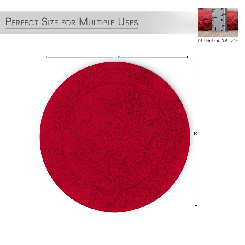 Tapis de salle de bain, Rouge, Rond 30 po