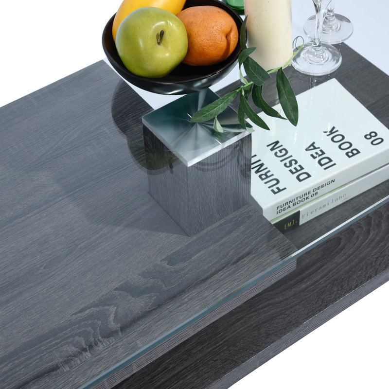 Jamilee Abstract Coffee Table with Storage, Dark Oak