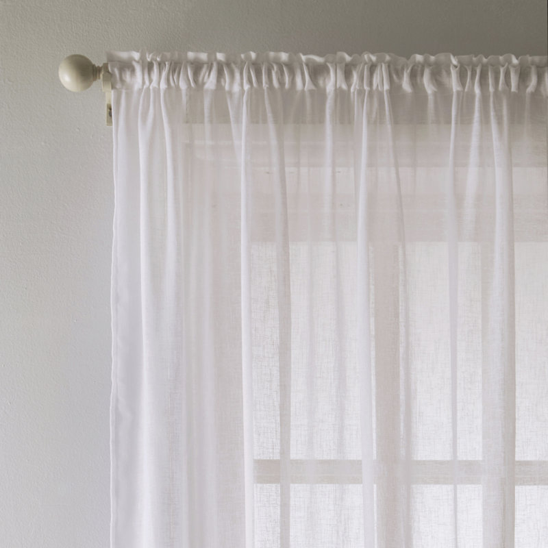 Cartell Slot Top Semi Sheer Curtain, 140 W x 122 D cm, White