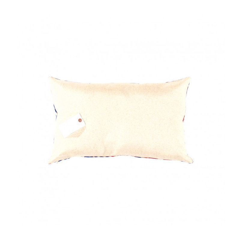 Oasis Velvet Silk Lumbar Rectangular Pillow Cover & Insert, Blue/Red/Beige Ikat