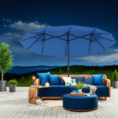 Grands parasols de patio, manivelle inclinable en acier et polyester, abat-jour d'extérieur moderne