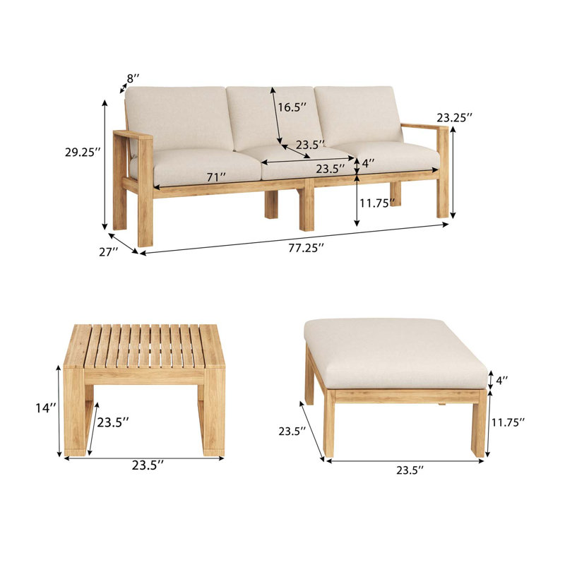 Ensemble de canapé modulaire d'extérieur 3 pièces