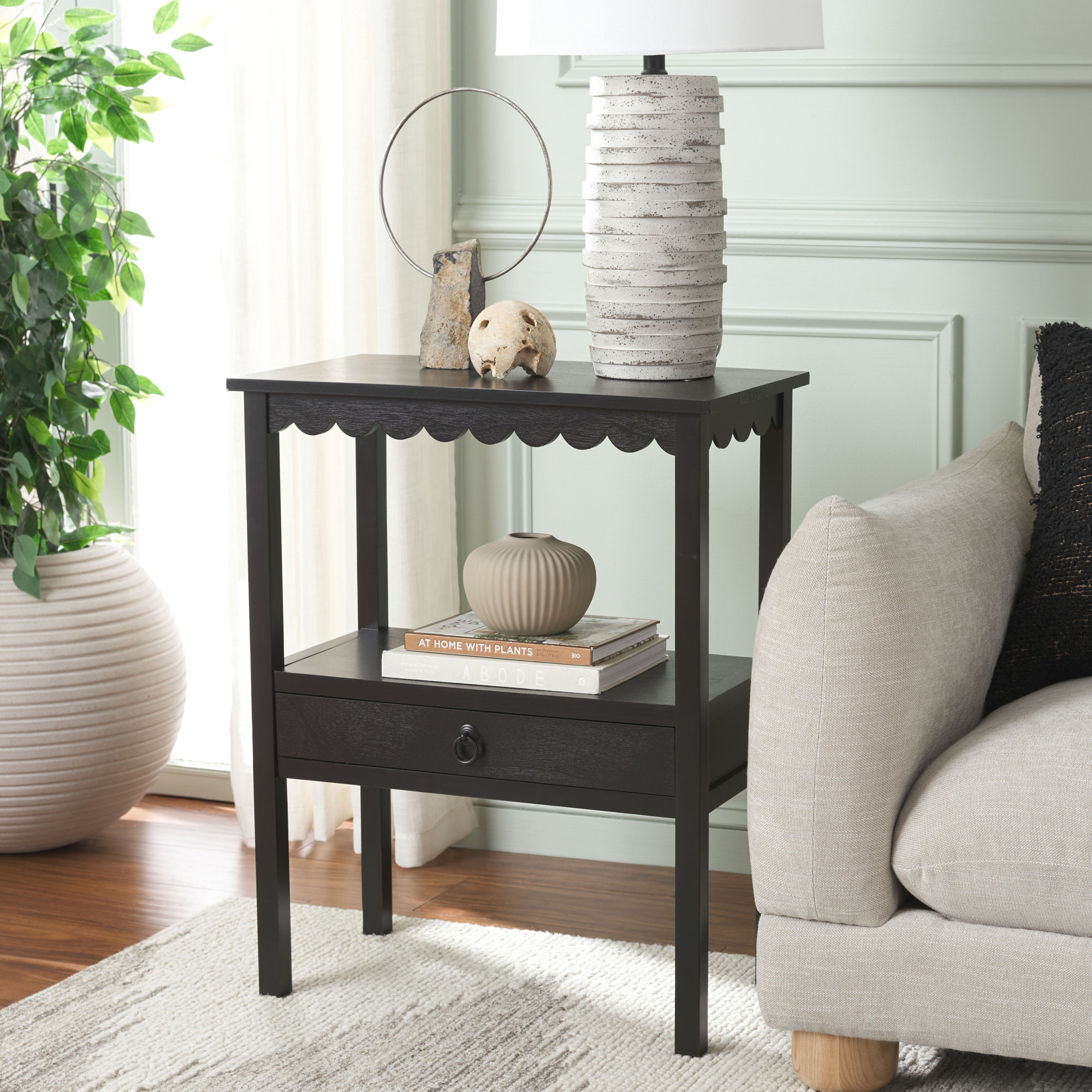 Branden Low Drawer Accent Table, Matte Black