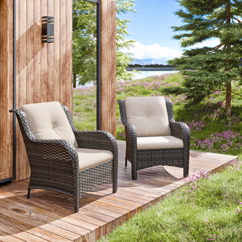 Ragne Wicker Outdoor Lounge Chair, Beige