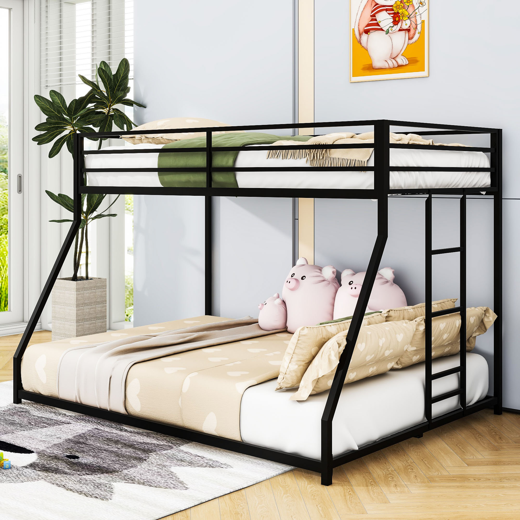 Isabelle &amp; Max™ Anyelo Metal Bunk Bed Frame With Safety Ladder | Wayfair