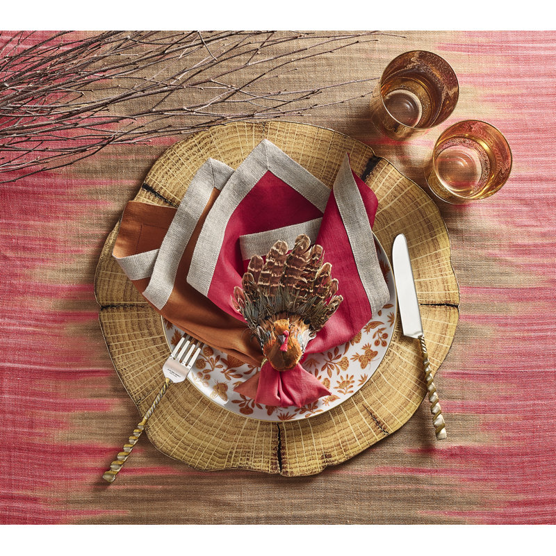 Dip Dye Linen Napkin, Cranberry/Orange