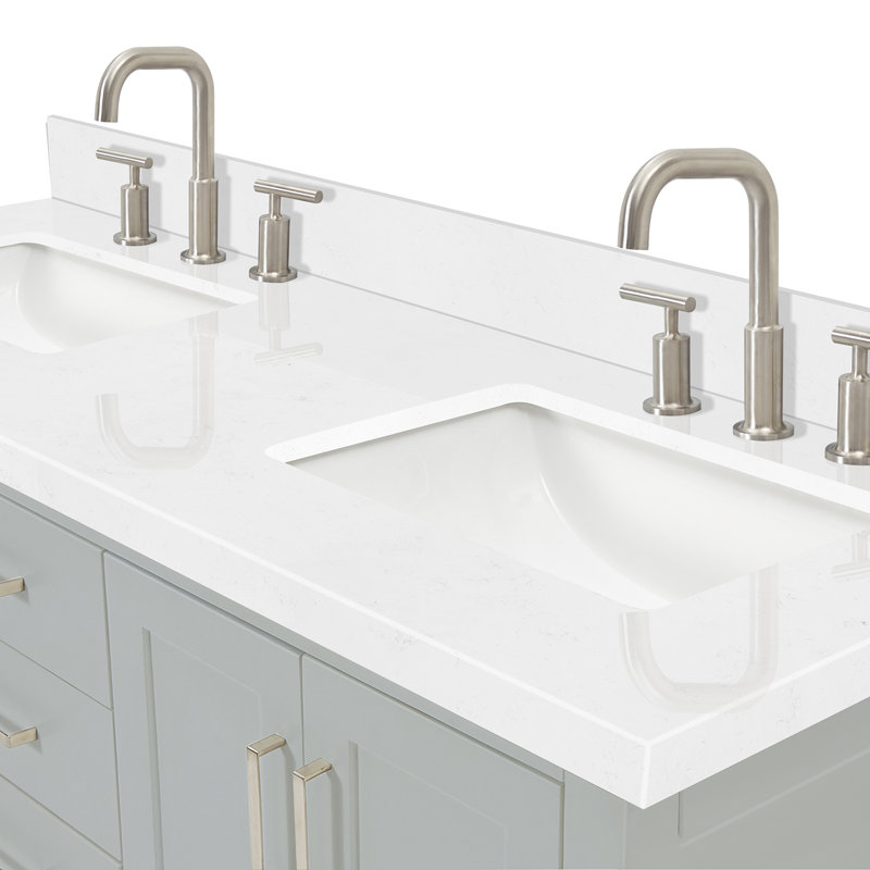 ARIEL Magnolia 60 Double Sink Bathroom Vanity with Top, Gray, Rectangular