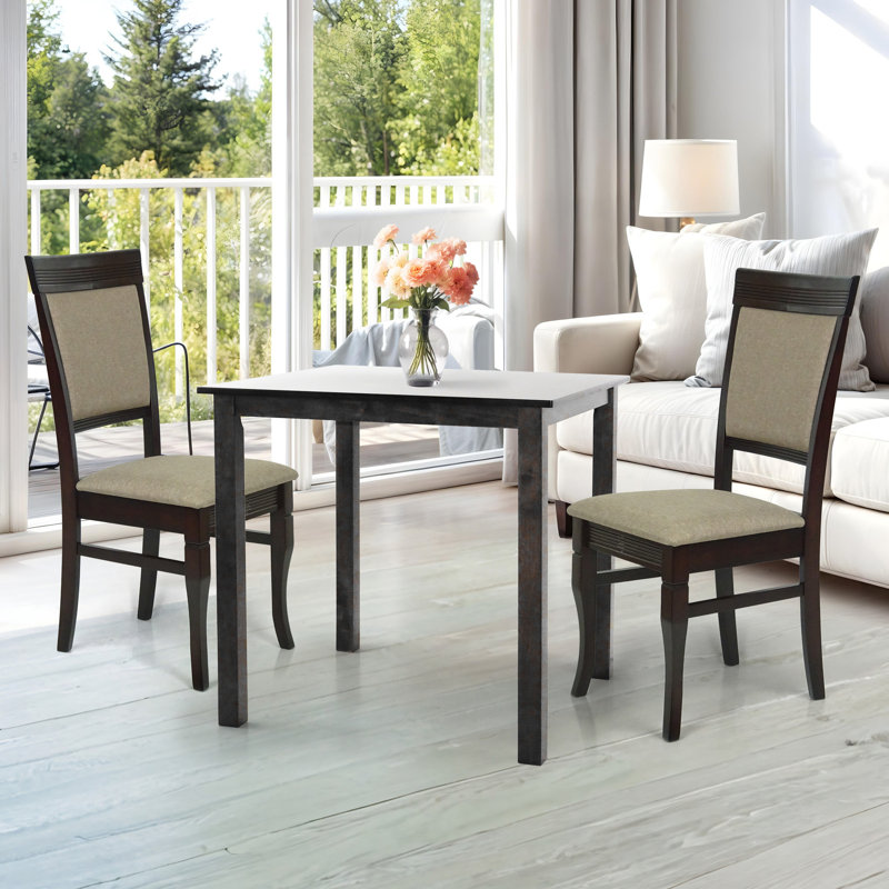 2 - Person Four Leg Dining Set, Black/Beige