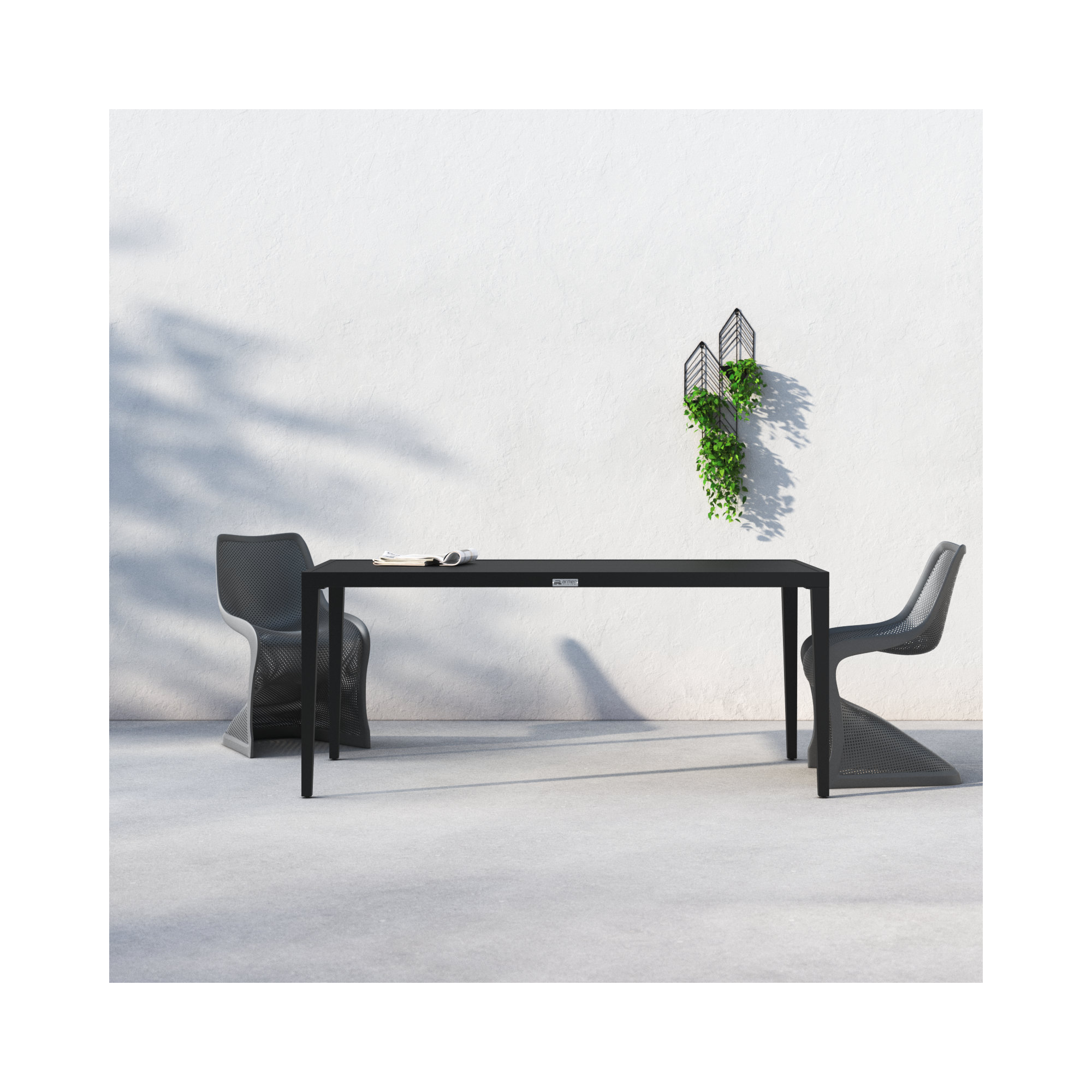 Abalone Outdoor Patio Metal Dining Table in Aluminum