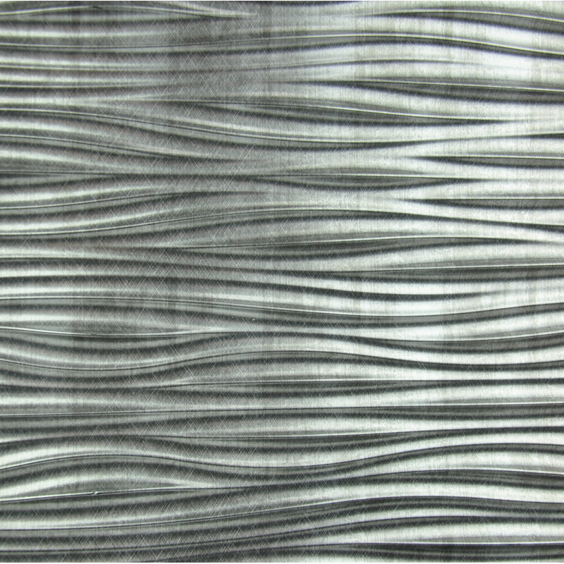 Panneau de papier peint L 24 po x l 18 po Jonael Waves, Argent Crosshatch