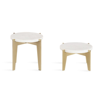 Durham 2 Piece Round Plant Stand Set in , Gold