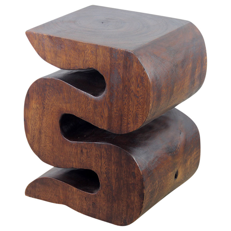 Harison Solid Wood End Table, Dark Brown Wood, 18" H x 14" W x 12" D