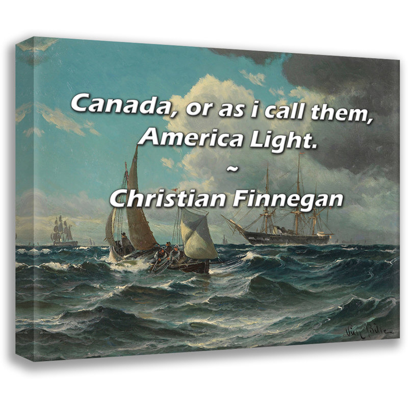 Citation artistique «Canada, ou comme je les appelle, America Light». Toile tendue par Christian Finnegan, H 17 po x l 24 po