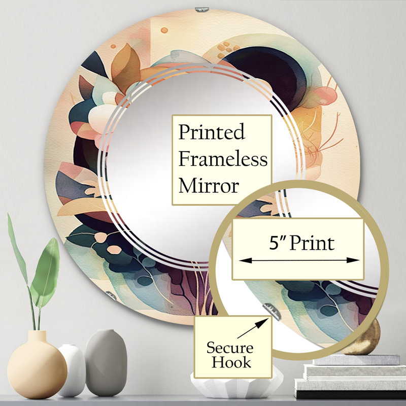 Tuma - Miroir mural moderne rond, 24 po x 24 po