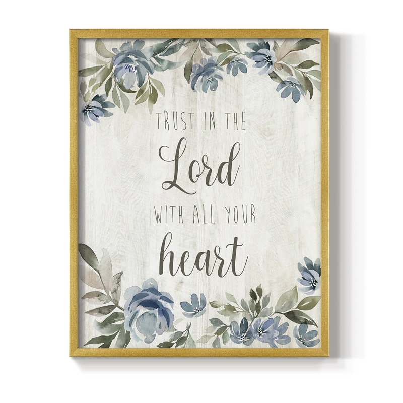 «Trust in the Lord», reproduction encadrée - bois massif, H 21 po x l 17 po, Doré