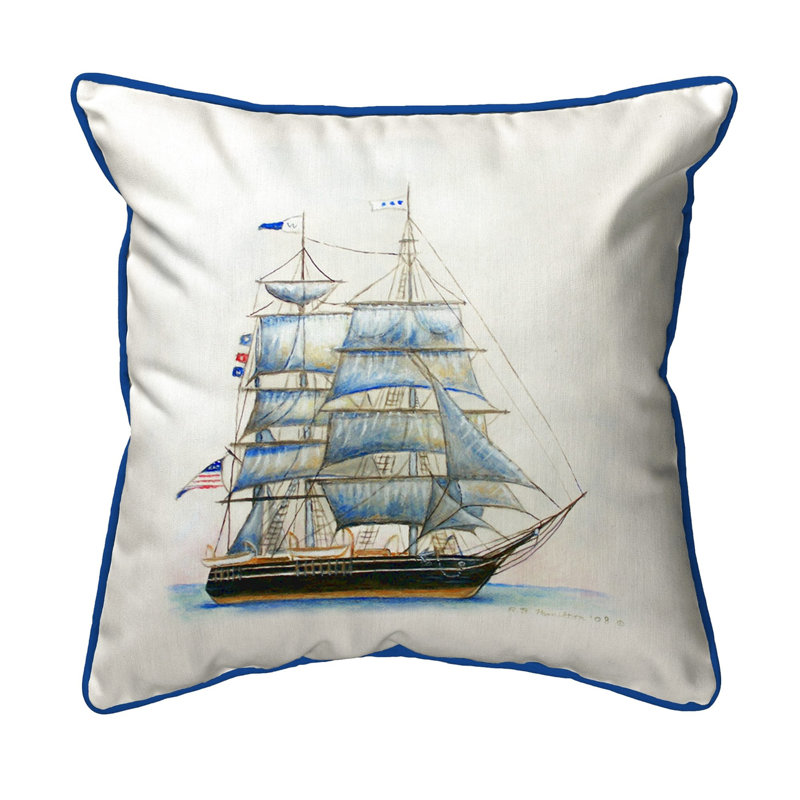 Whaling Ship Indoor/Outdoor Throw Pillow Cover & Insert, 12 x 12 cm