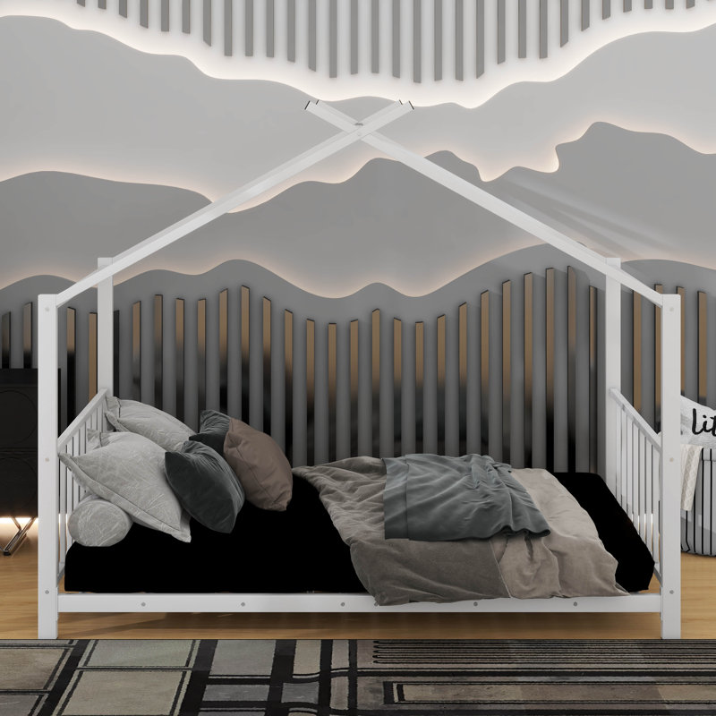Lit plateforme simple en métal, Blanc