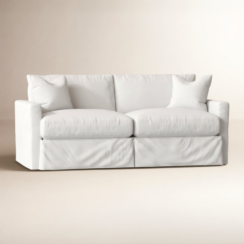 Hartig 84'' Slipcovered Sofa, Classic Bleach White Twill