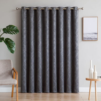 Nakagawa Damask Embossed Room Darkening Patio Door Curtain Panel for Patio Doors or Extra Large Windows