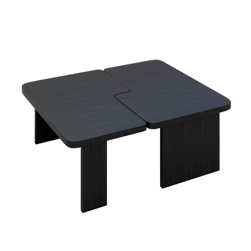Ensemble de tables basses Modern Minimalist, conception d'épissure modulaire et combinaison multifonctionnelle, Noir