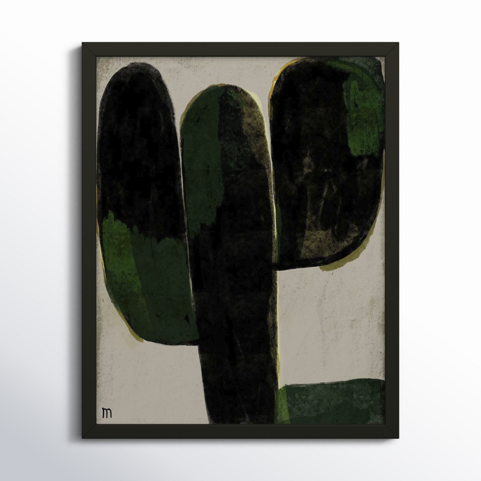 Succulent #1 by StudioM, Black, 30" H x 24" W x 1.25" D