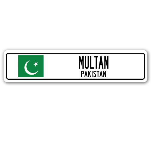 Multan, panneau de signalisation en aluminium du drapeau du Pakistan, H 8 po x l 36 po x P 1 po